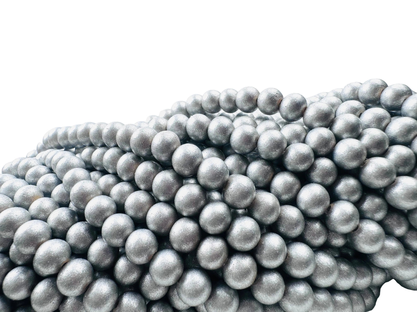 Metallic Silver Wood Beads DIY Jewelry Necklace Bracelet 8mm in 16” Strand