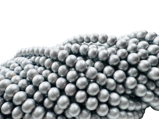 Metallic Silver Wood Beads DIY Jewelry Necklace Bracelet 8mm in 16” Strand