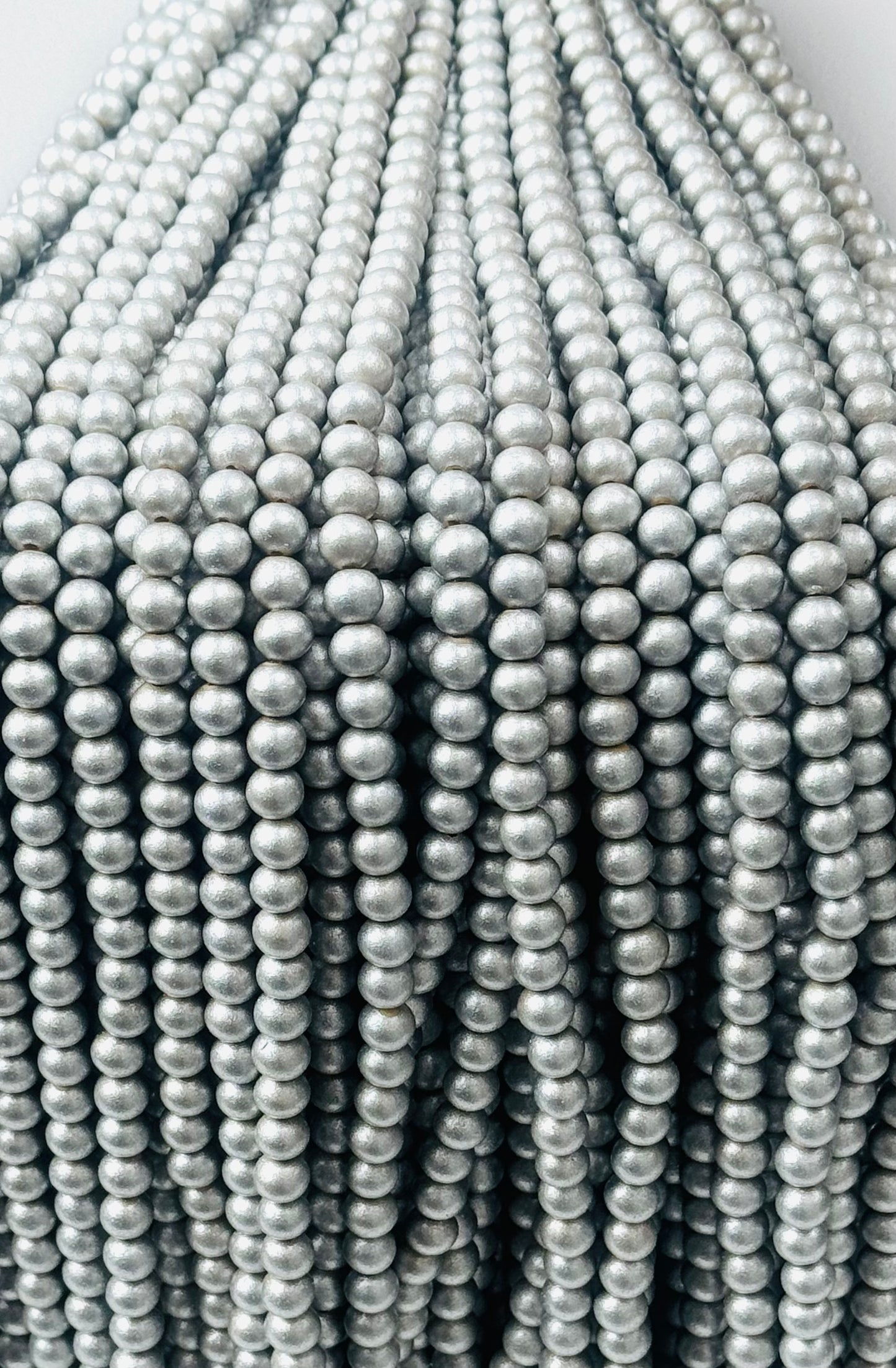 Metallic Silver Wood Beads DIY Jewelry Necklace Bracelet 8mm in 16” Strand