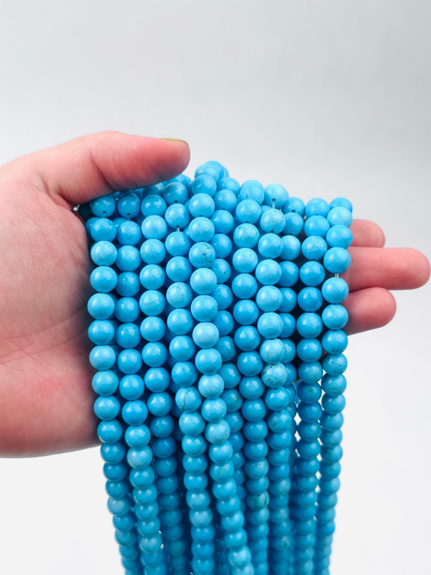 Turquoise Beads Light Blue Triple A Genuine Natural Gemstone 4mm 6mm 8mm in 15" strand