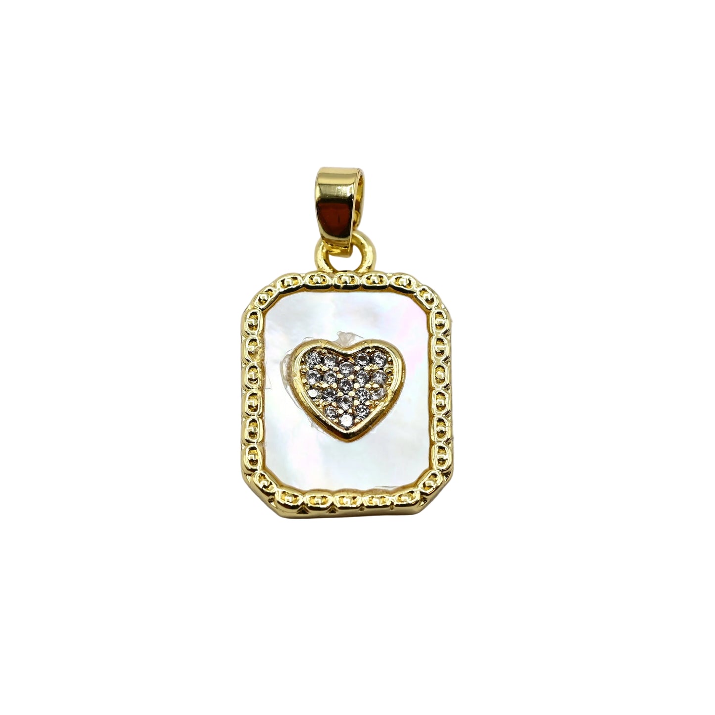 Mother of Pearl Heart Charm Pendant 18K Gold Filled