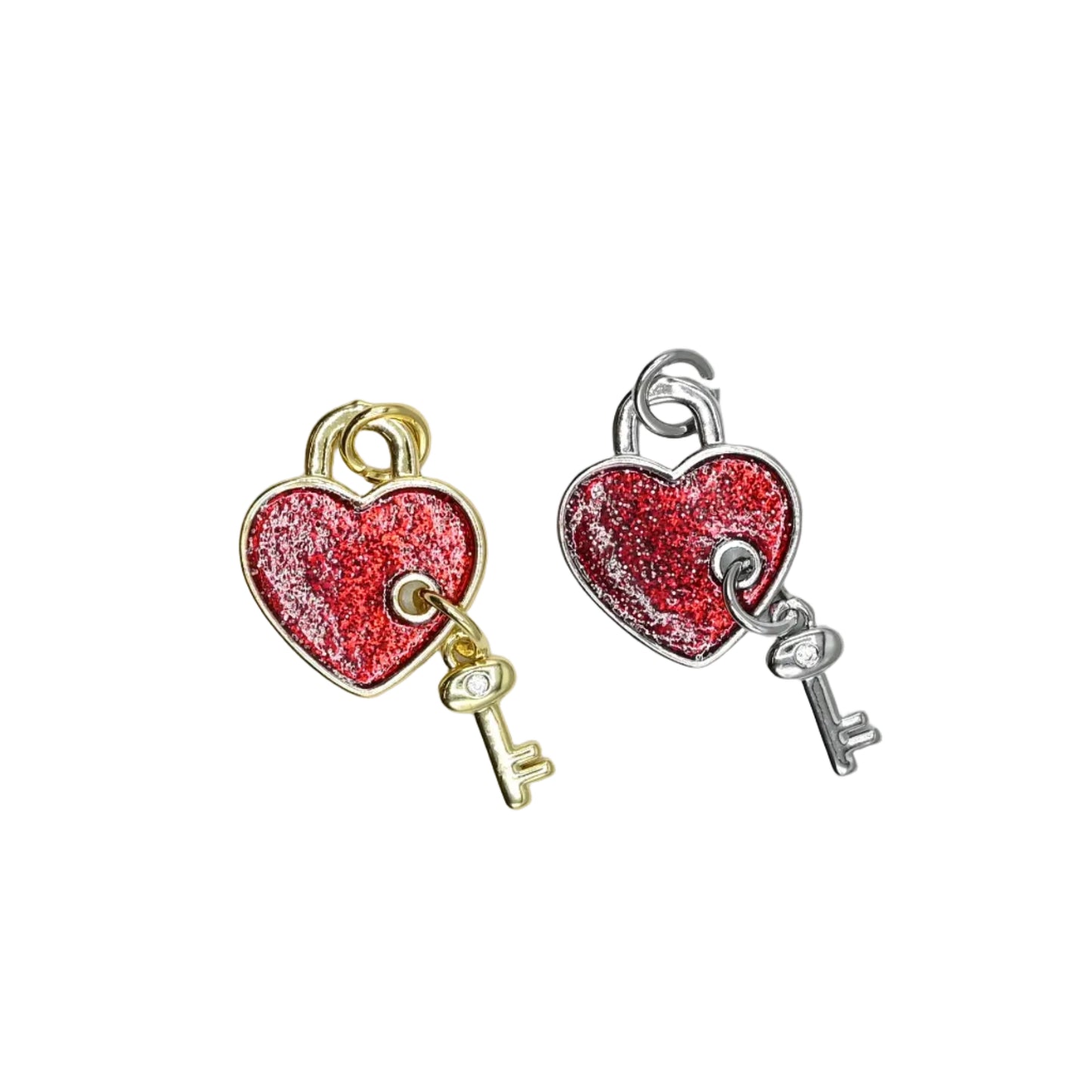 Heart & Key Charm 18K Gold Filled / Silver