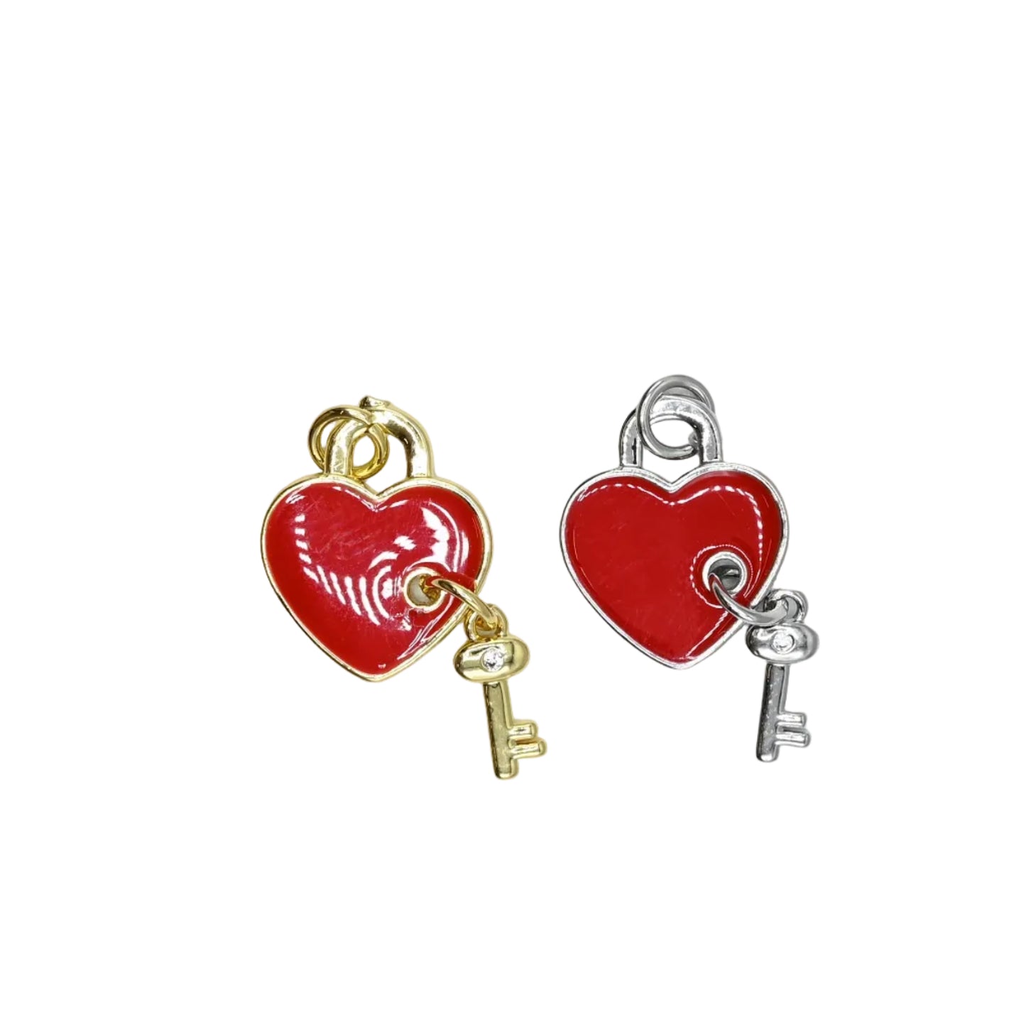 Heart & Key Charm 18K Gold Filled / Silver