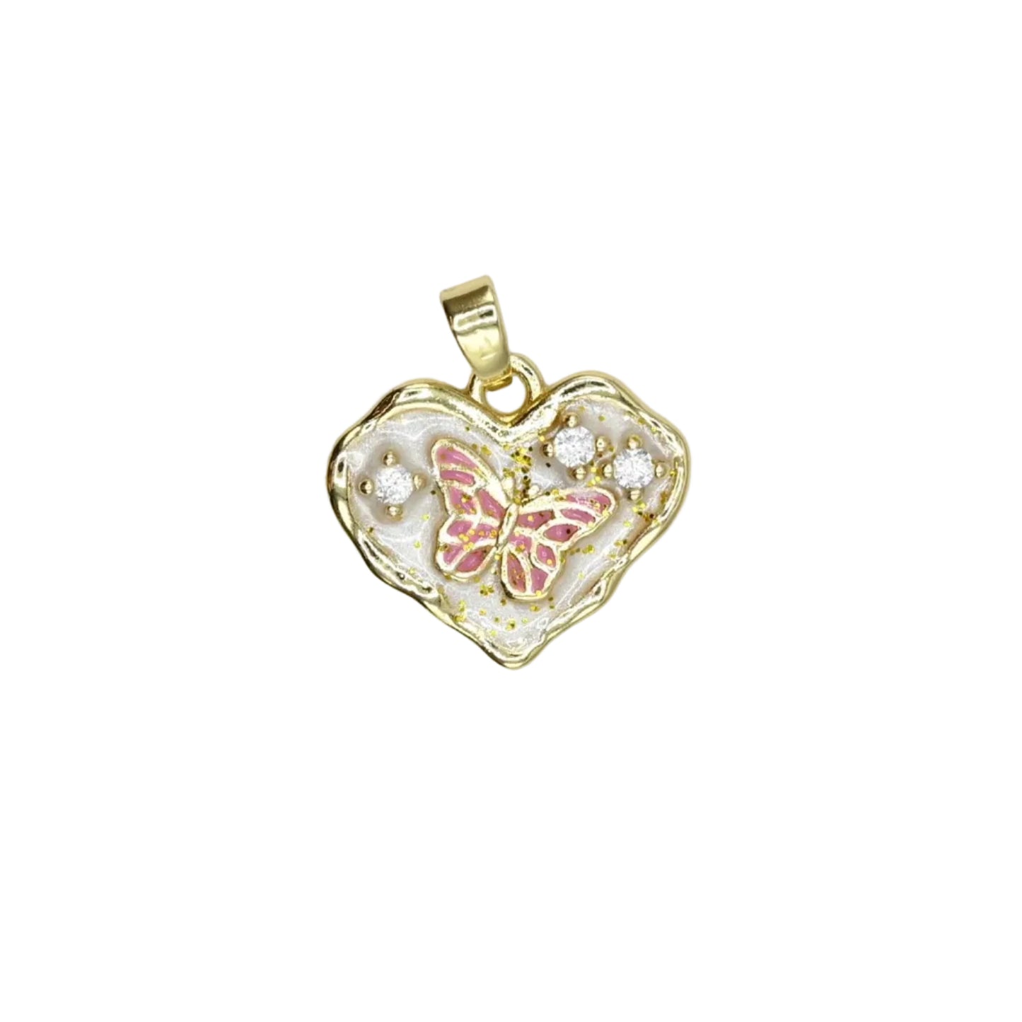 Butterfly Heart Charm Pendant 18K Gold Filled