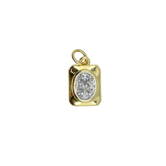 Radiant Crystal Tag Charm 18K Gold Filled