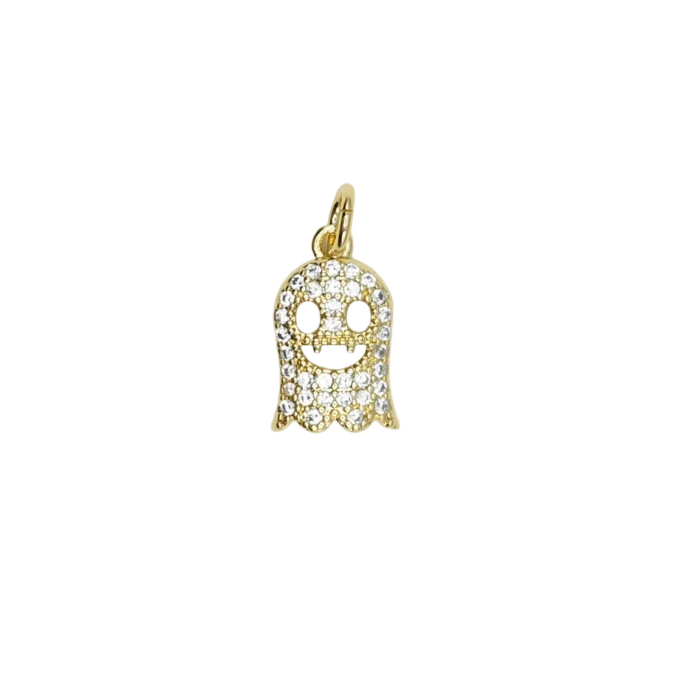 Studded Ghost Charm Pendant  18K Gold Filled