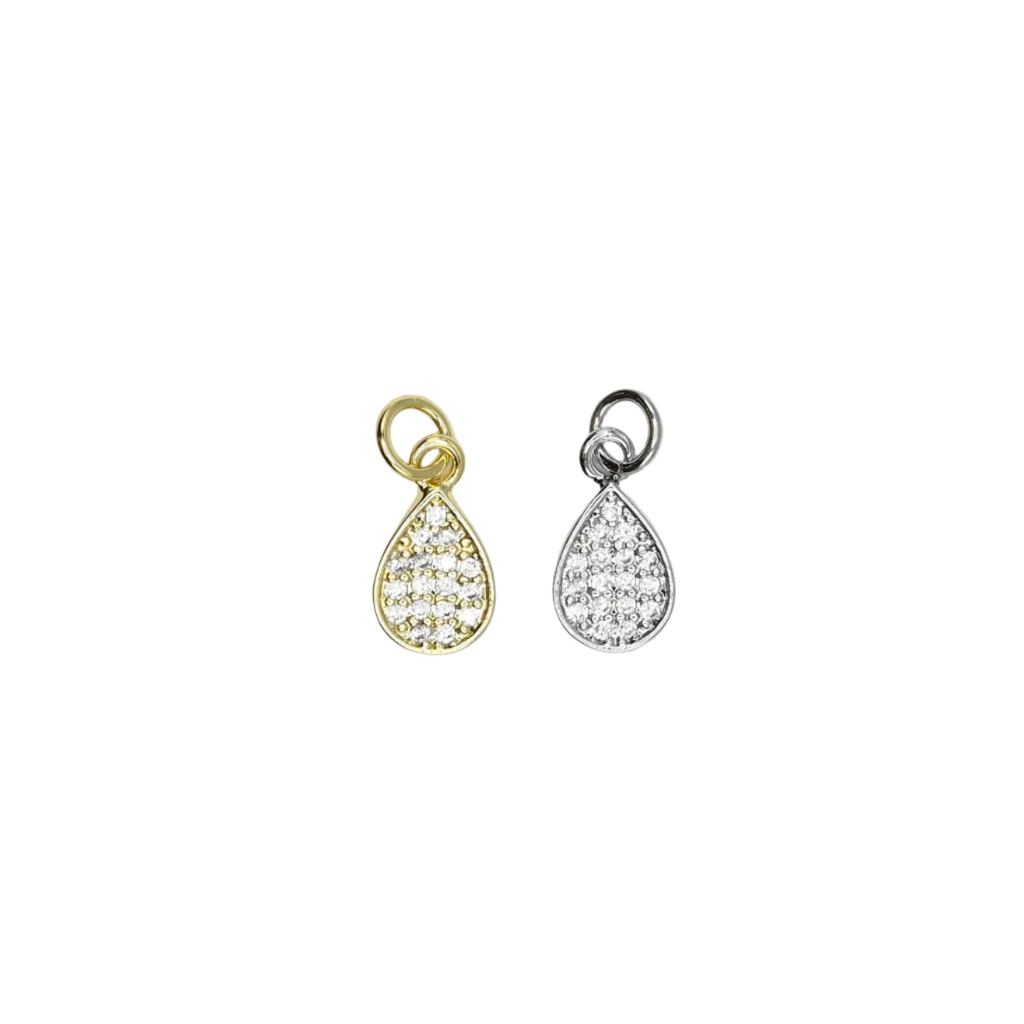 Pavé Mini Teardrop Charm 18K Gold Filled & Silver