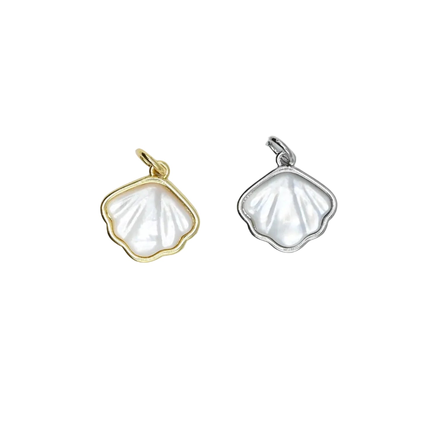 Mother of Pearl Seashell Charm Pendant 18K Gold Filled / Silver