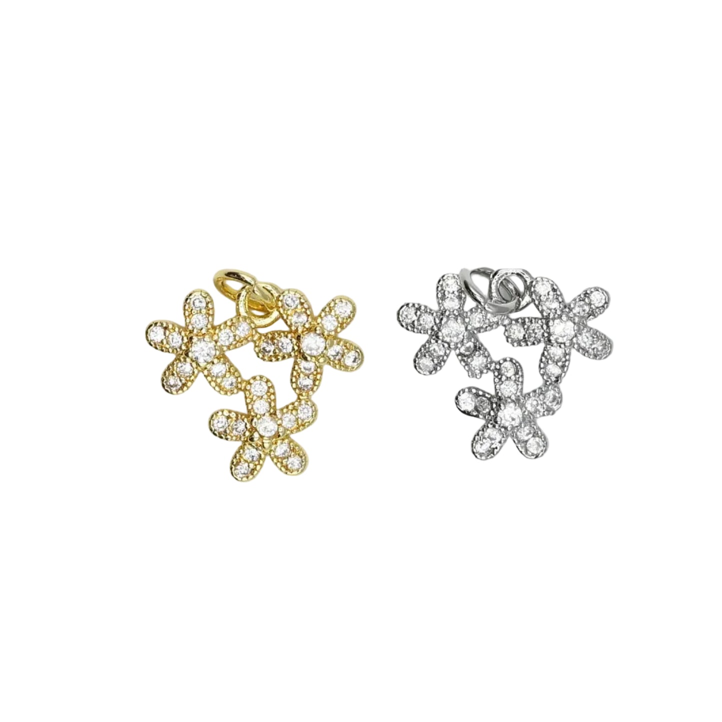 Crystal Daisy Cluster Charm Pendant 18K Gold Filled / Silver