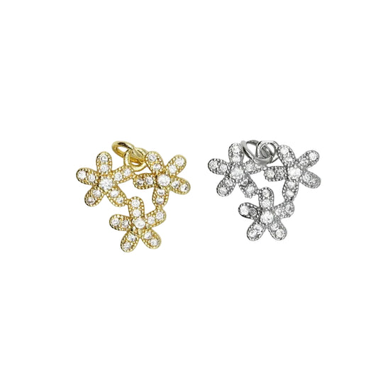 Crystal Daisy Cluster Charm Pendant 18K Gold Filled / Silver