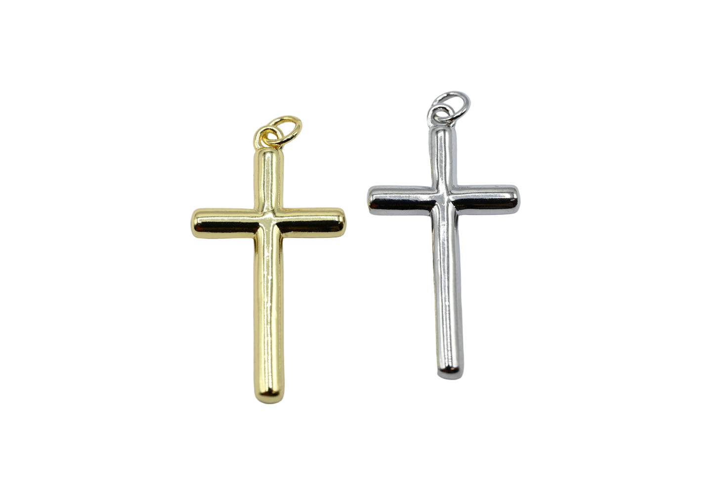 Large Minimalist Cross Charm Pendant 18K Gold Filled / Silver