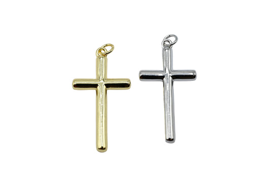 Large Minimalist Cross Charm Pendant 18K Gold Filled / Silver