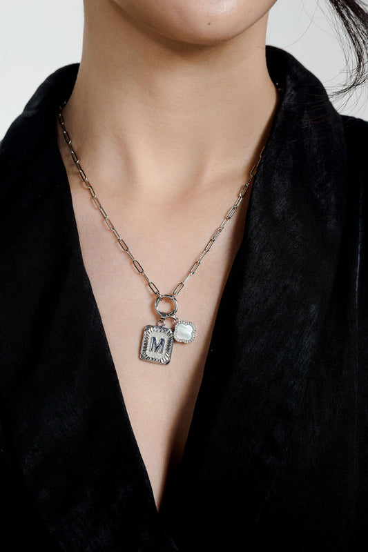 Aria Paperclip Round Enhancer Charm Necklace | 18K Gold-Filled & Silver