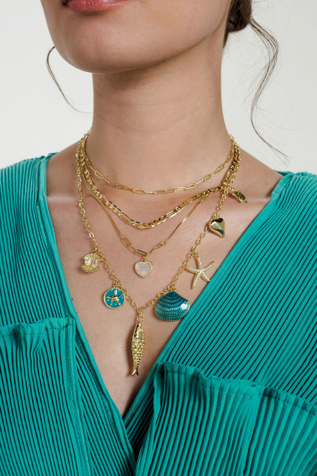 Round Starfish Enamel Charm 18K Gold Filled