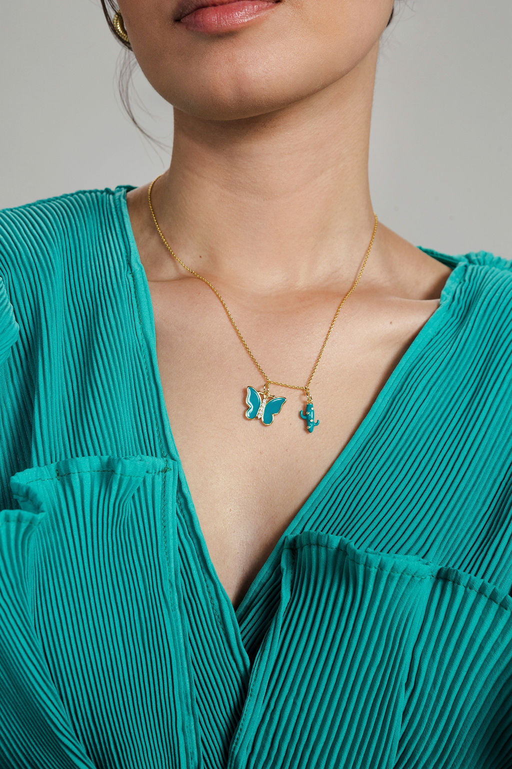 Large Coloured Butterfly Enamel Charm 18K Gold Filled