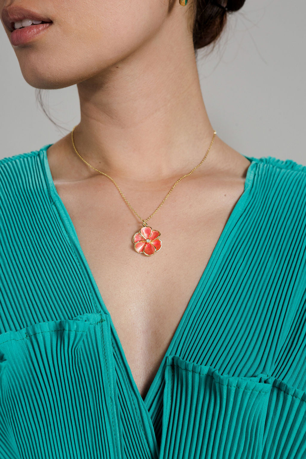 Large Peach Flower Charm 18K Gold Filled