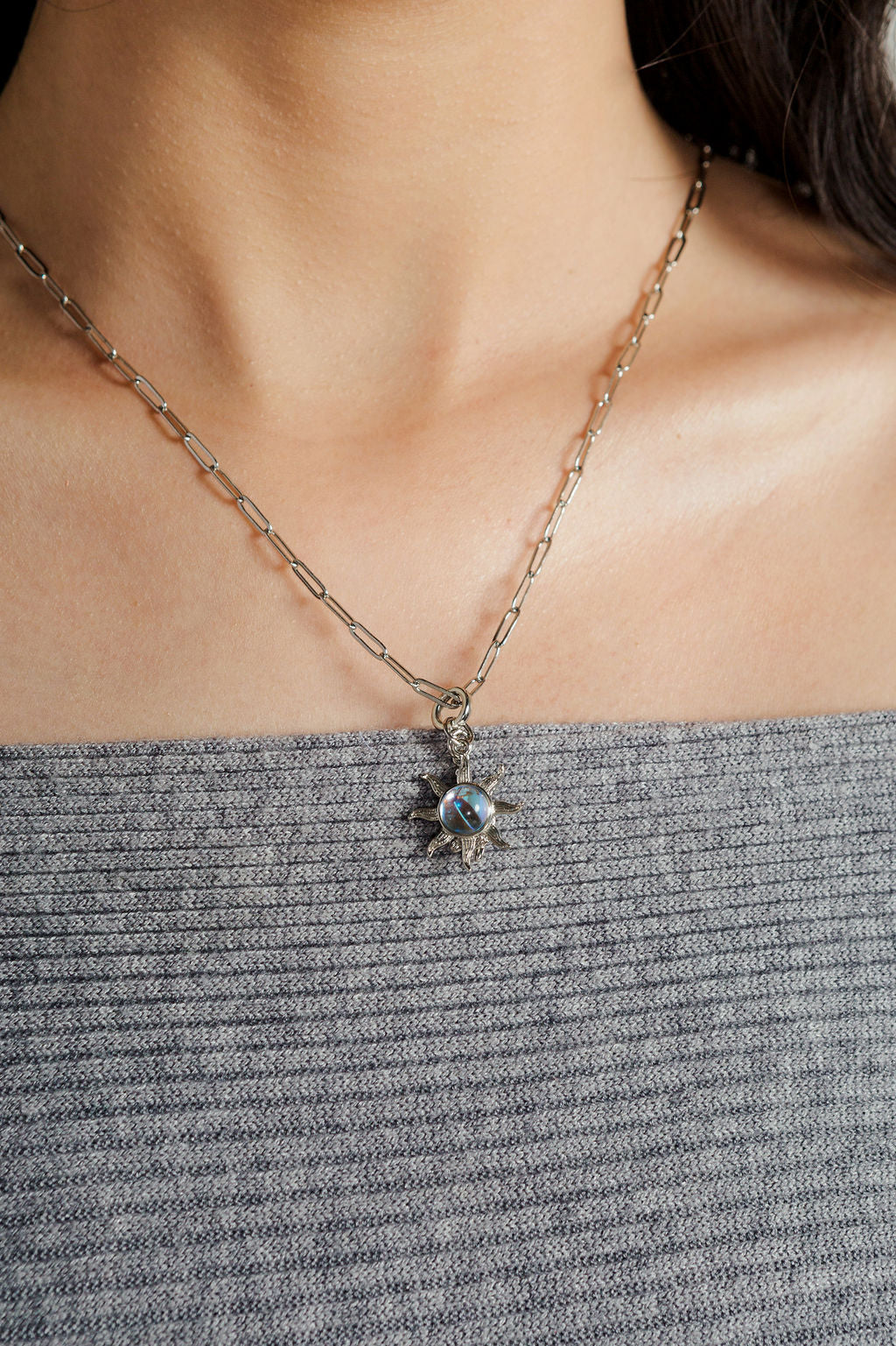 Sun with Opal Charm 18K Gold filled / Silver