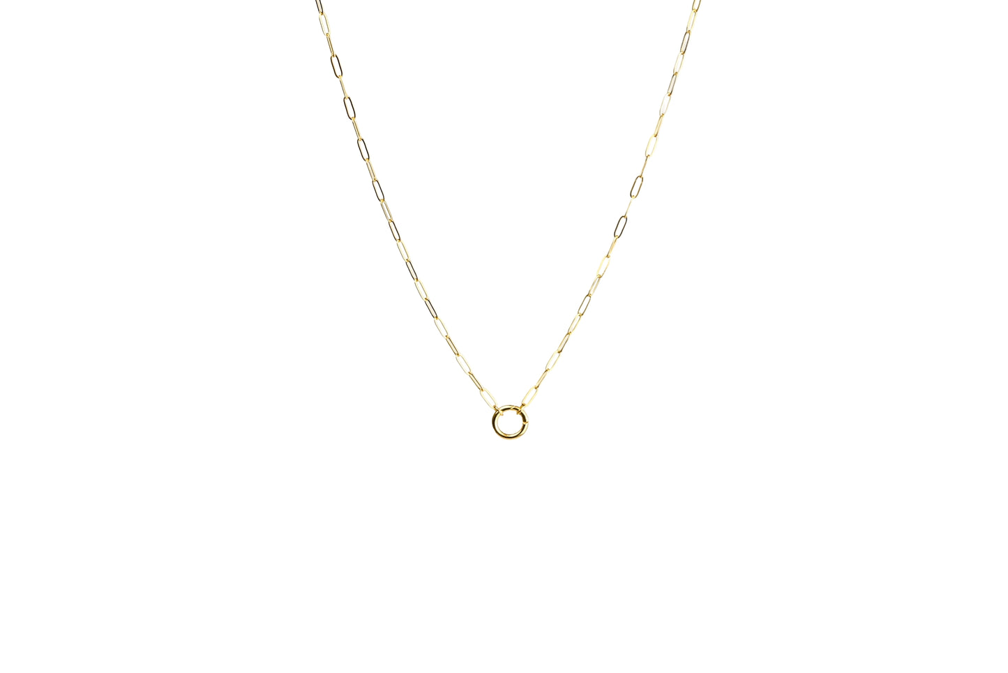 Aria Paperclip Round Enhancer Charm Necklace 18K Gold Filled / Silver