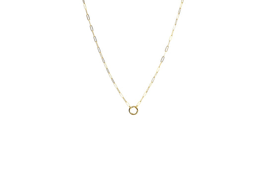 Aria Paperclip Round Enhancer Charm Necklace 18K Gold Filled / Silver