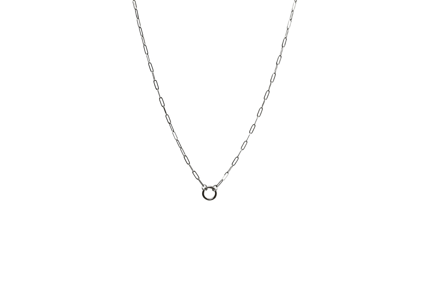 Aria Paperclip Round Enhancer Charm Necklace 18K Gold Filled / Silver