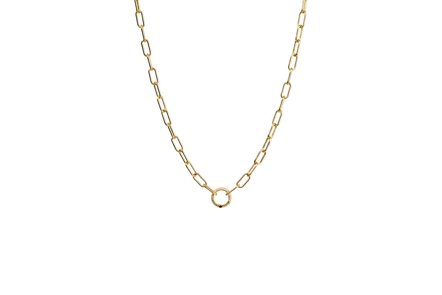 Chunky Diamond Round Spring Enhancer Charm Necklace