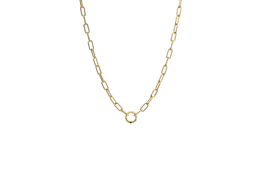 Chunky Diamond Round Spring Enhancer Charm Necklace