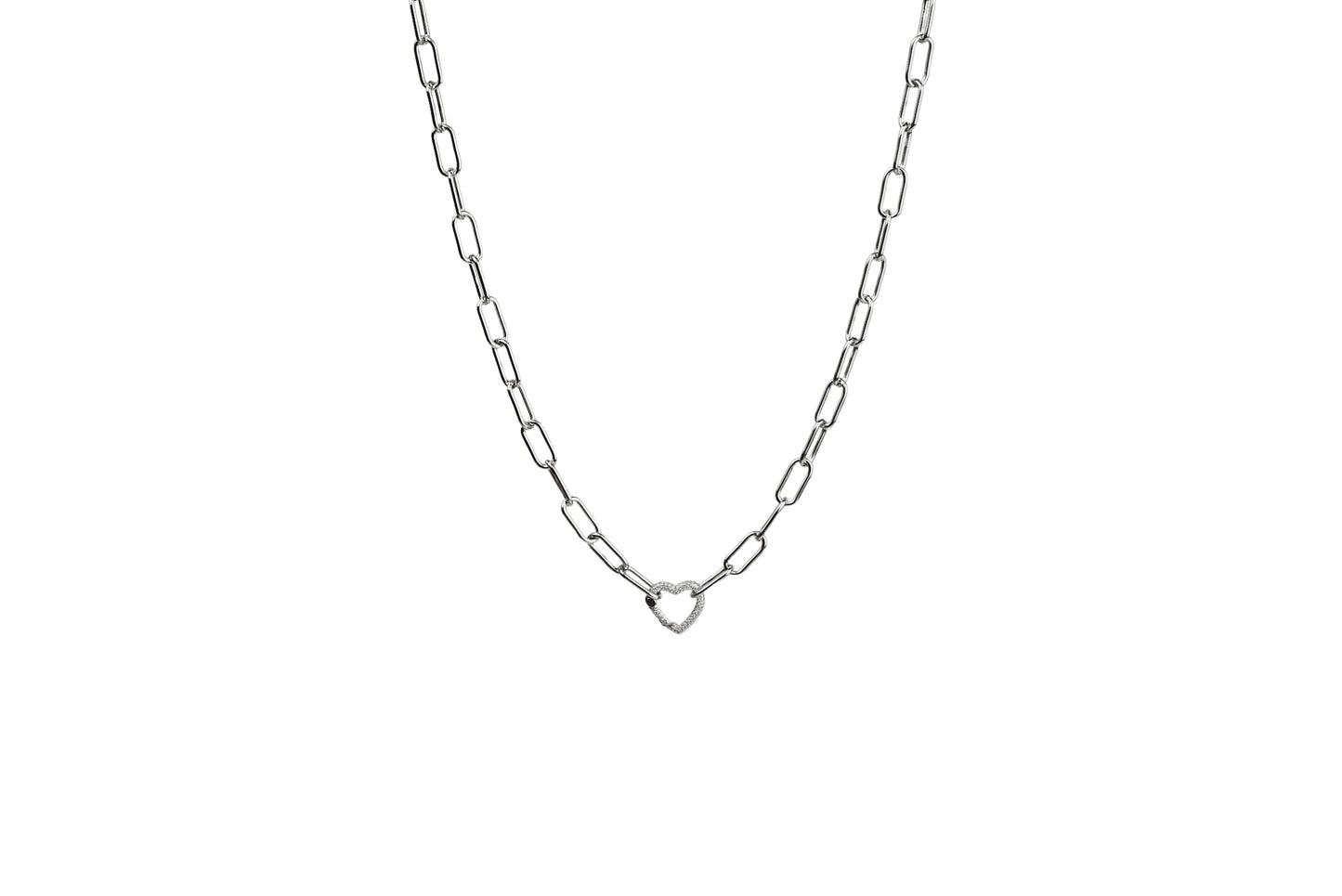 Chunky Diamond Heart Spring Enhancer Charm Necklace