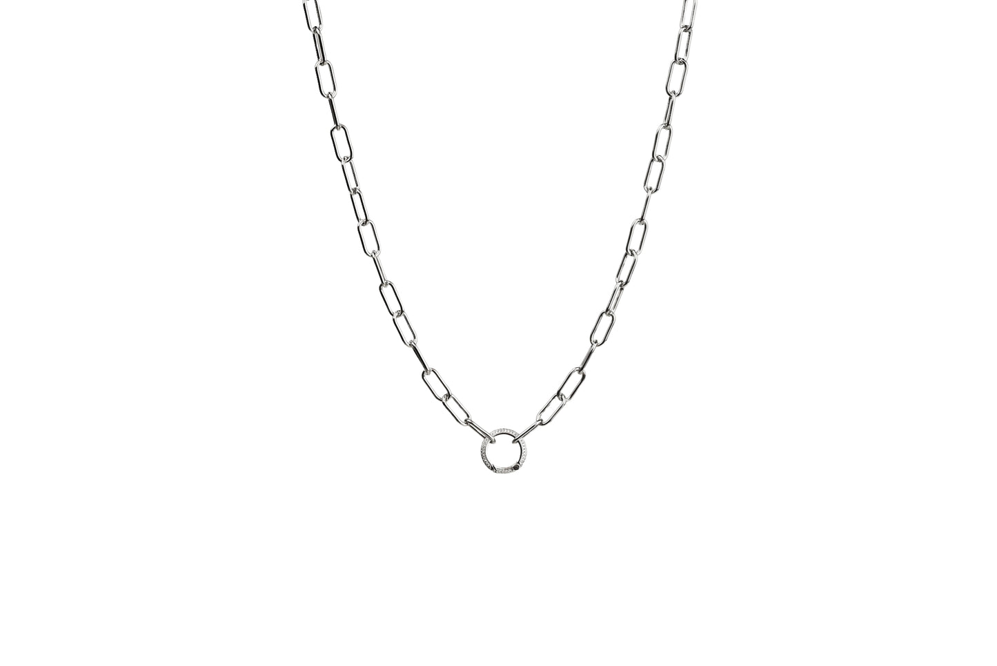 Chunky Diamond Round Spring Enhancer Charm Necklace