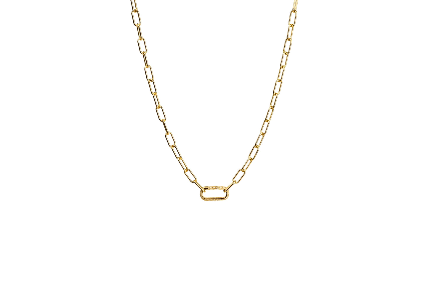 Chunky Diamond Rectangular Spring Enhancer Charm Necklace