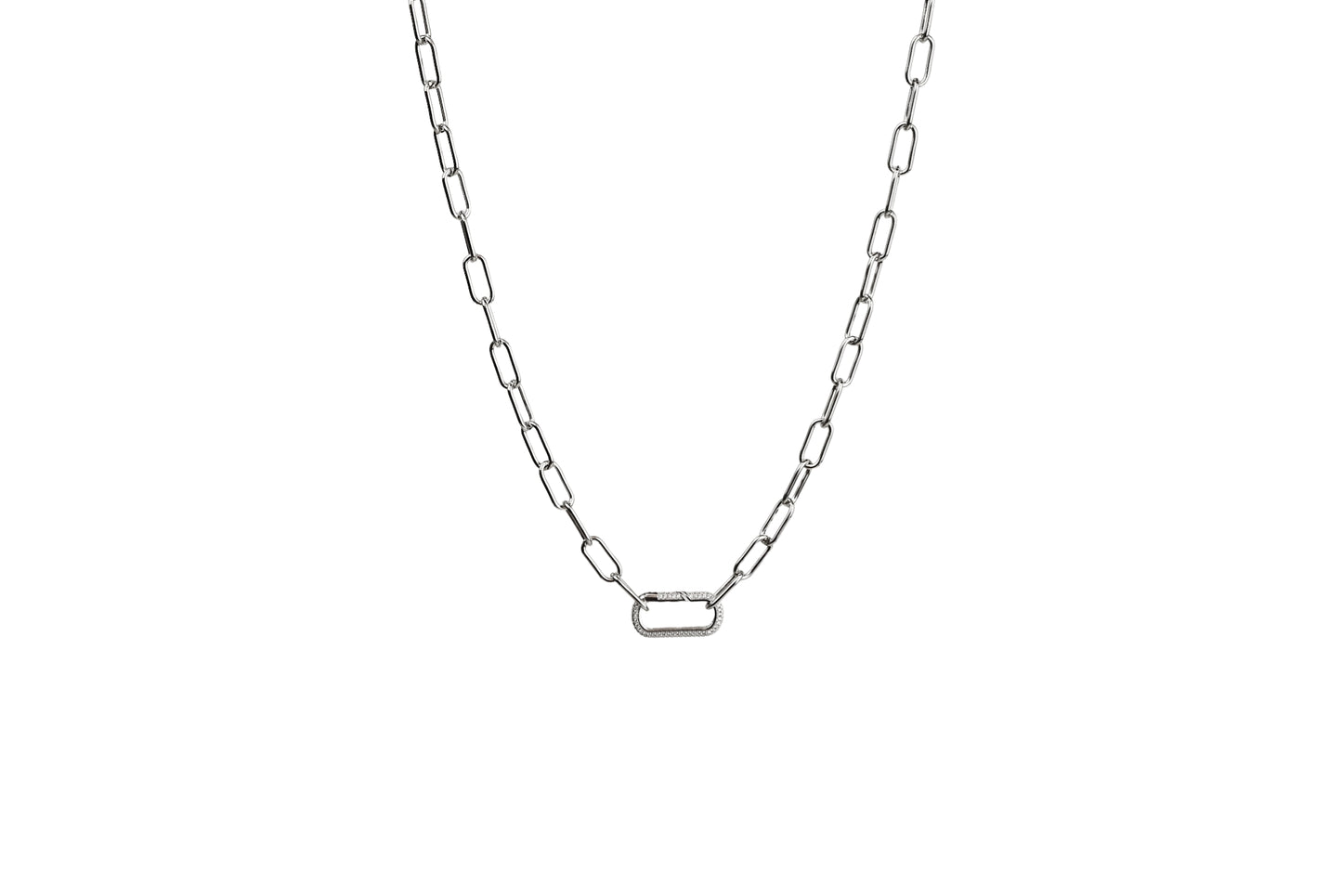 Chunky Diamond Rectangular Spring Enhancer Charm Necklace