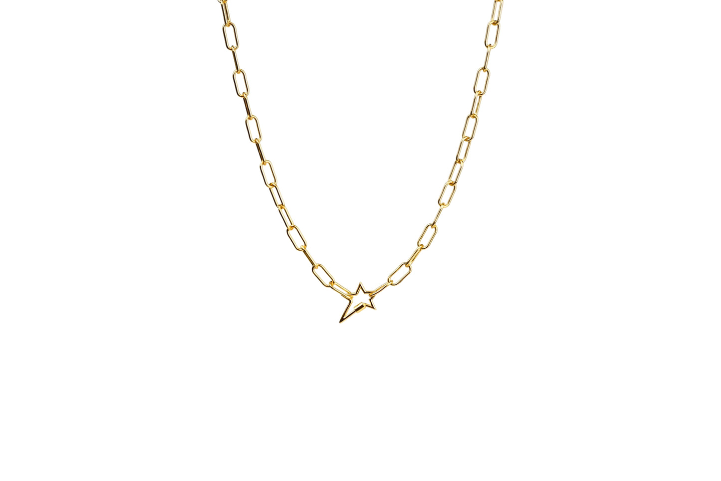 Chunky Elongated Star Screw Carabiner Enhancer Charm Necklace