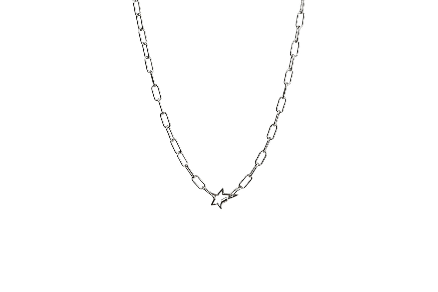 Chunky Elongated Star Screw Carabiner Enhancer Charm Necklace