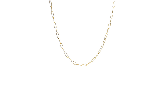 Oval Paperclip Necklace Chain 18K Gold Filled