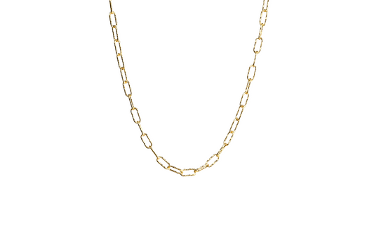 Chunky Oval Rounded Hammered-style Necklace 18K Gold Filled / Silver