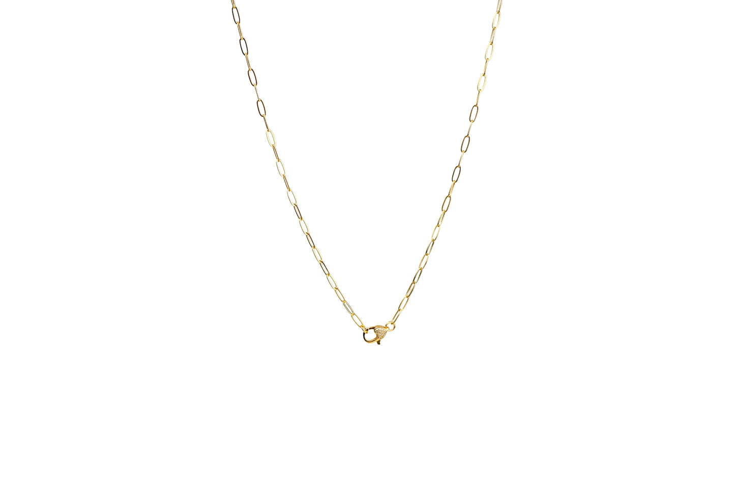 Paperclip Heart Lobster Clasp Charm Necklace 18k Gold Filled