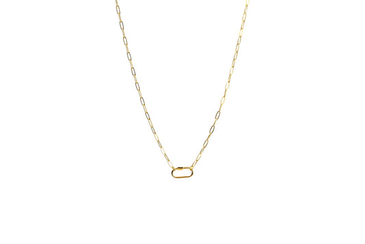 Paperclip Rectangle Screw Enhancer Charm Necklace 18k Gold Filled