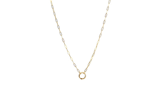 Paperclip Diamond Round Spring Enhancer Charm Necklace 18k Gold Filled / Silver