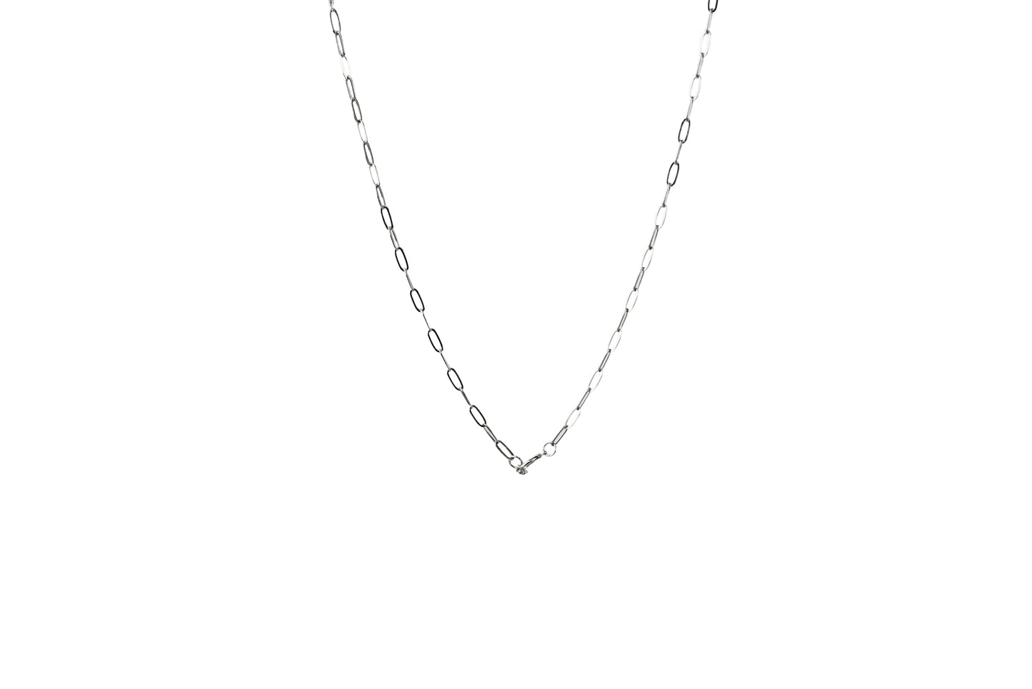 Paperclip Toggle Clasp Charm Necklace Silver