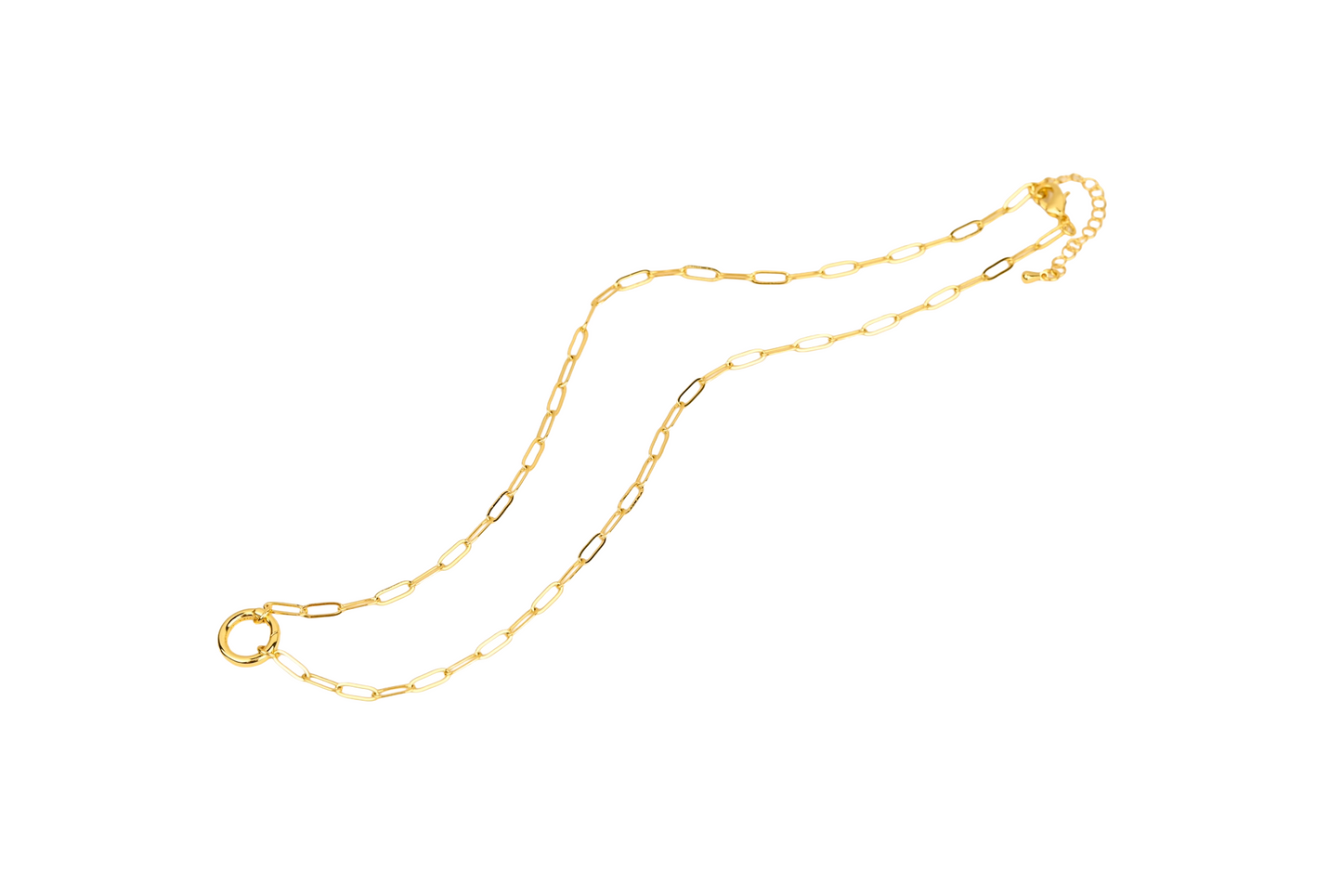 Aria Paperclip Round Enhancer Charm Necklace 18K Gold Filled / Silver