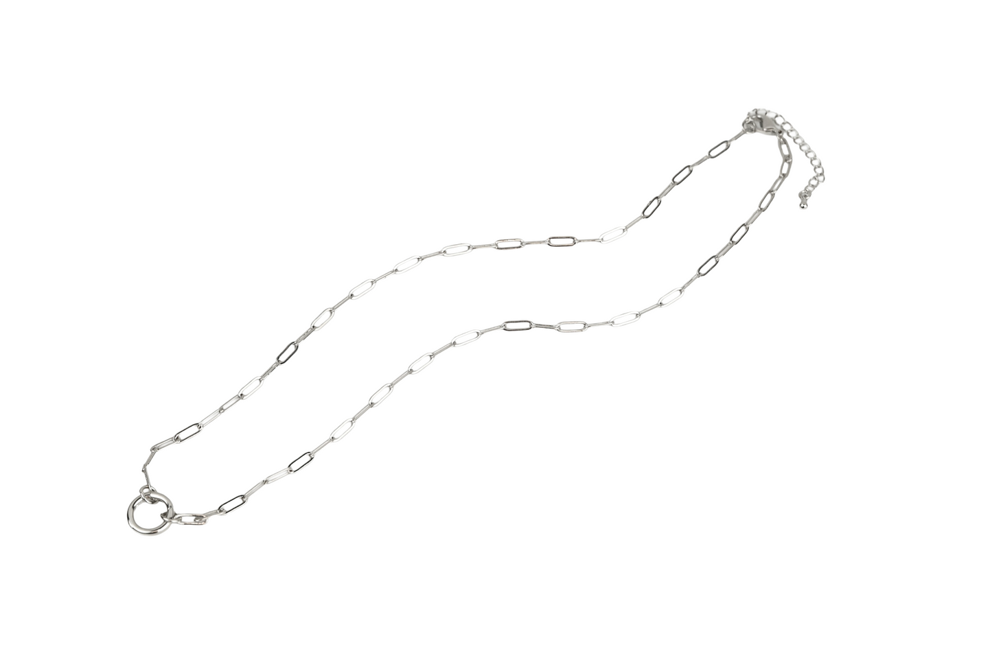 Aria Paperclip Round Enhancer Charm Necklace 18K Gold Filled / Silver