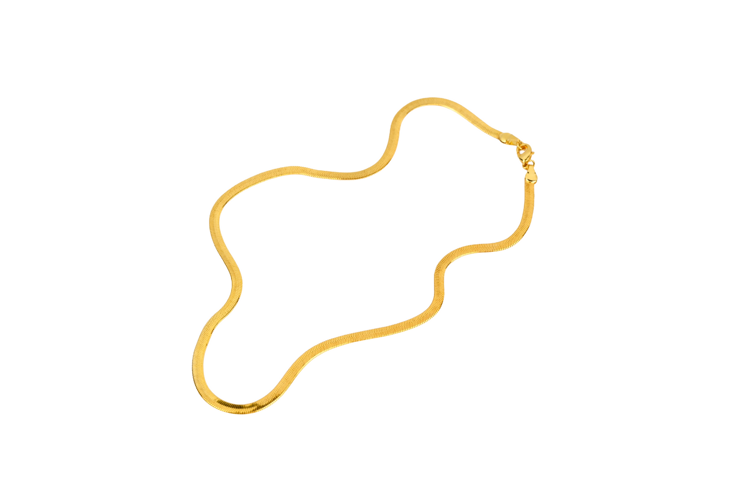 Flat Herringbone Chain Necklace 18k Gold Filled Small and Medium