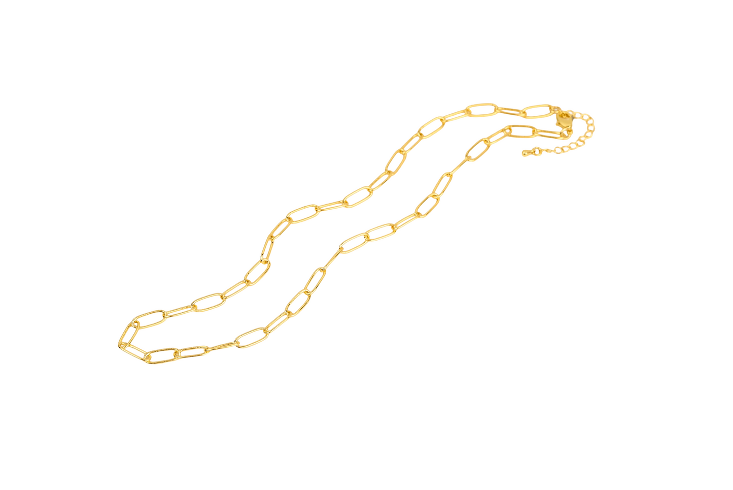 Oval Paperclip Necklace Chain 18K Gold Filled