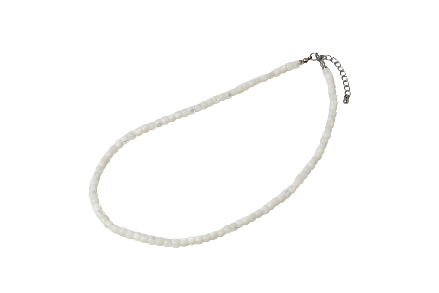Shell Seed Bead Necklace Silver