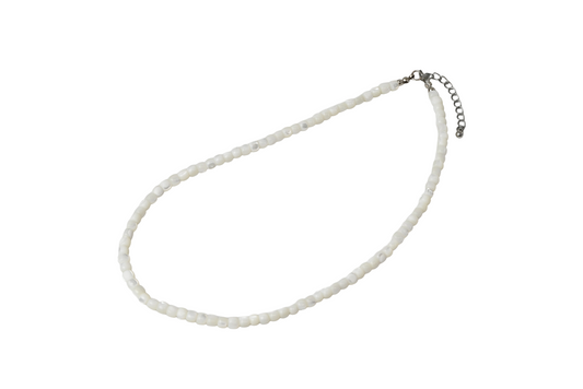 Shell Seed Bead Necklace Silver