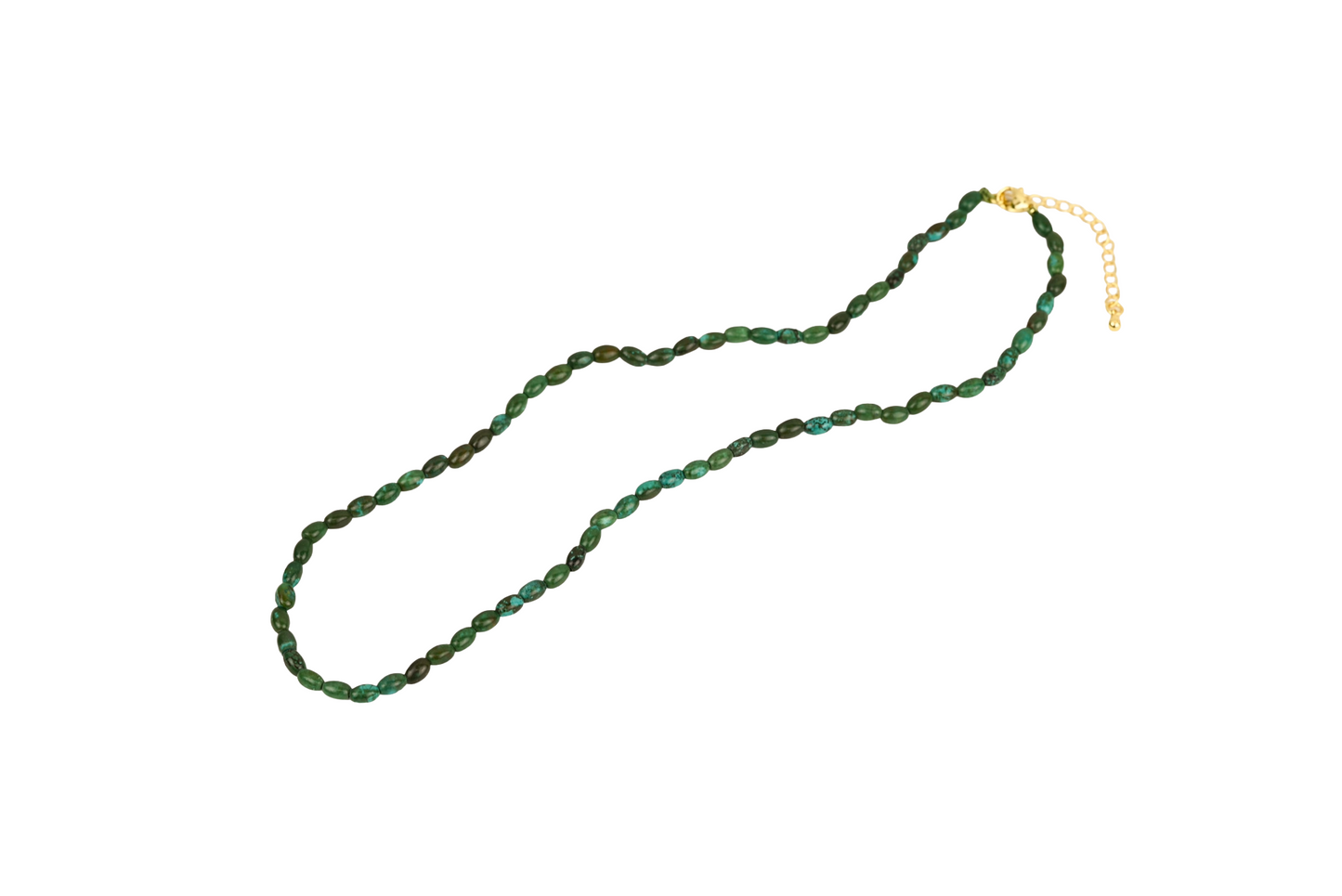 Oval Turquoise Beaded Necklace 18k Gold Filled