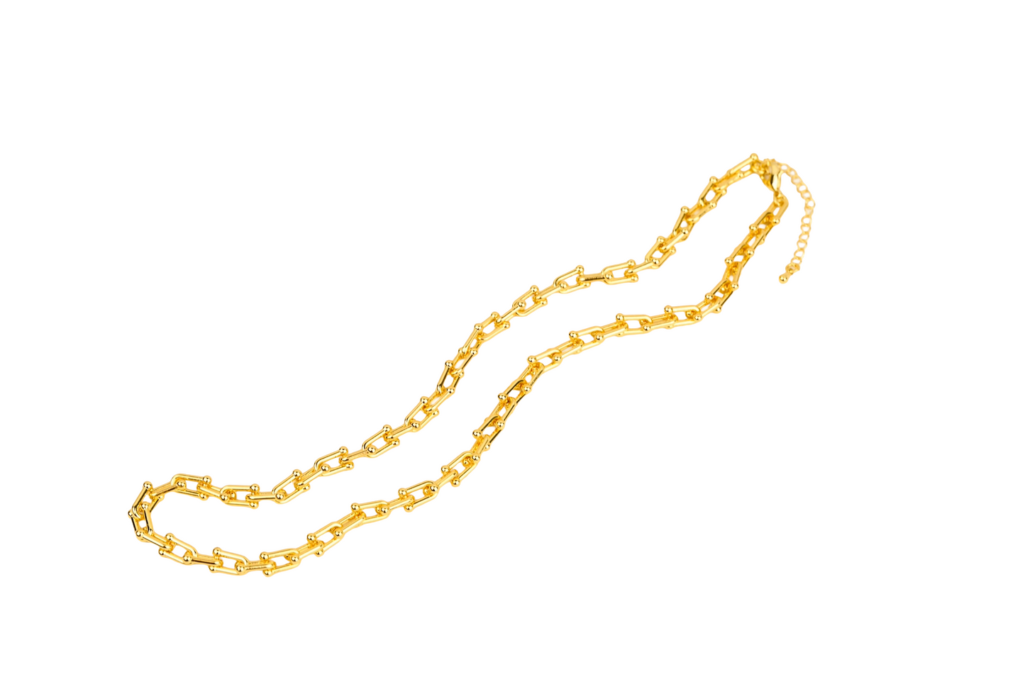 U-shaped Box Link Statement Necklace 18K Gold Filled