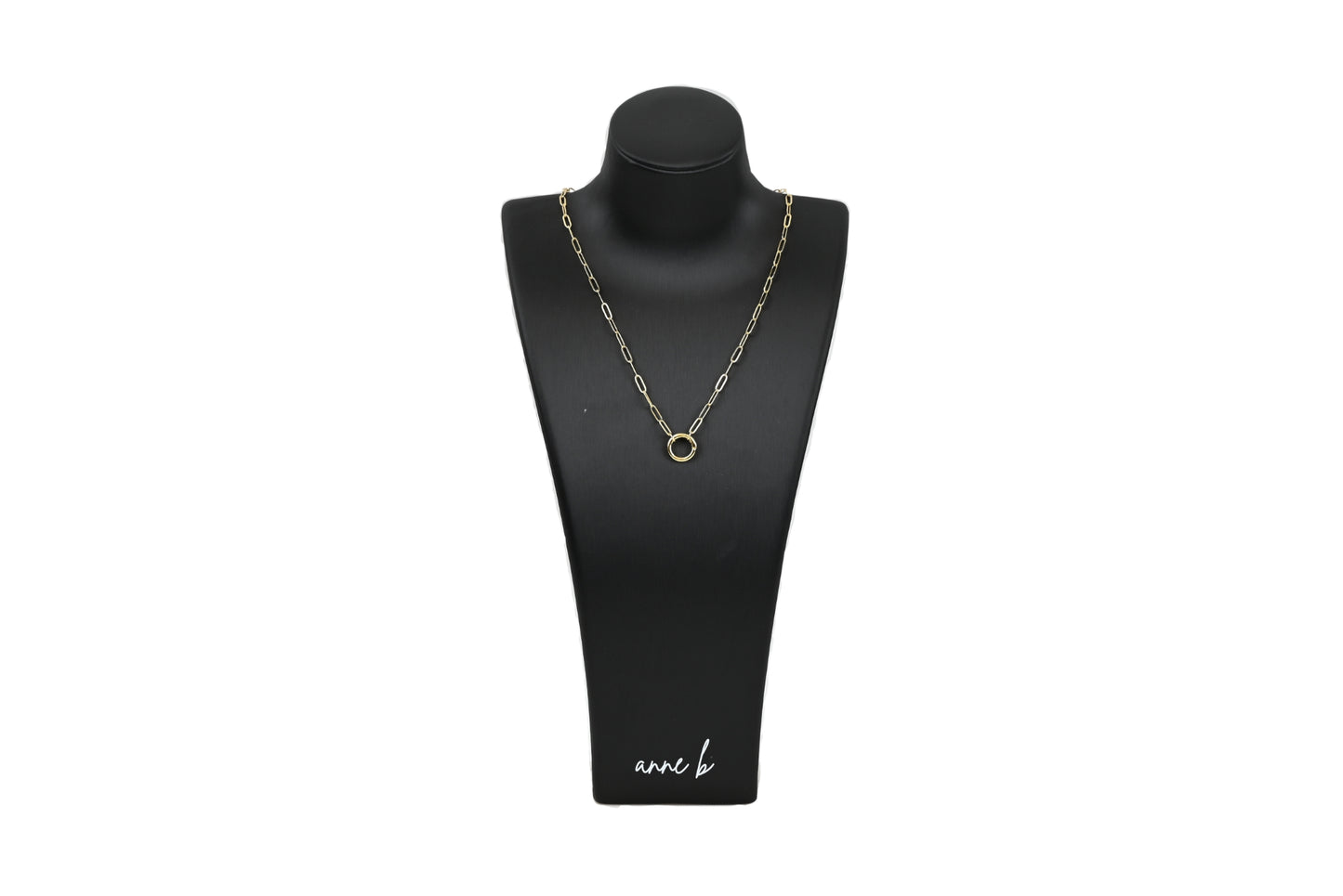 Aria Paperclip Round Enhancer Charm Necklace 18K Gold Filled / Silver