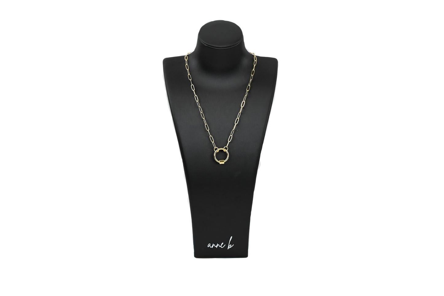 Paperclip Circle Screw Enhancer Charm Necklace 18k Gold Filled