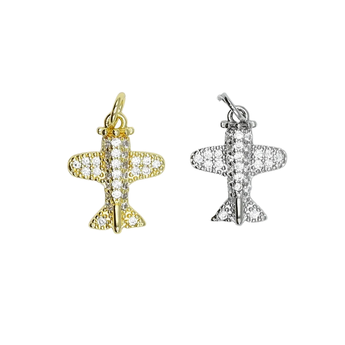 Crystal Airplane Charm Pendant 18K Gold Filled / Silver