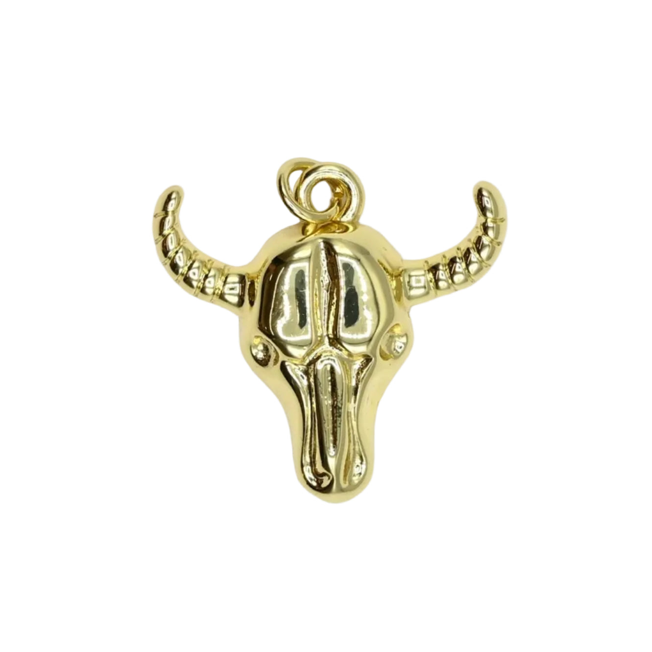 Large Bull Skull Charm Pendant 18K Gold Filled